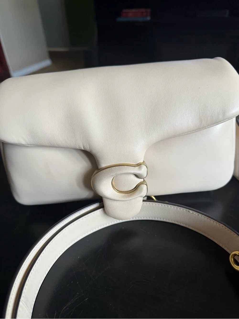 Coach Cream Pillow Tabby Leather Shoulder Bag with Gold Hardware